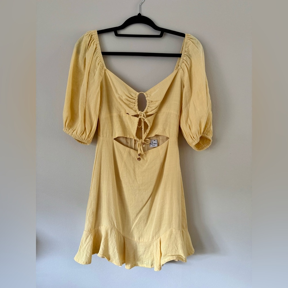 Hello Molly Yellow Dress with Puff Sleeves | S